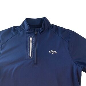 Callaway Quarter Zip Pullover Mens Navy Blue Fleece Lined Golf Jacket XL
